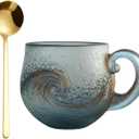 Sea Glass Mug, Sea Glass Coffee Mug, High Borosilicate Glass, Includes Spoon, Durable and Stylish for Hot Beverages