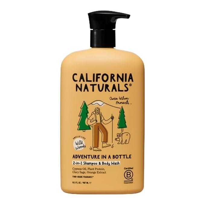 California Naturals Owen Wilson 2 in 1 Hair Shampoo and Body Wash, Wild Woods Fragrance, All Hair Types, Vegan, Natural, Cruelty, Silicone, Paraben & Sulfate Free Shampoo for Men & Body Soap, 16.5 oz