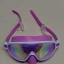 Vvinca 2 Pcs Kids-Swim-Goggles with Nose Cover, Swimming Diving Mask Wide View Anti Fog UV Anti Shattered Lens for Kids 3-5 (02-mirrored Mermaid Purple& Green)