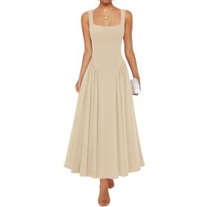 ZESICA Womens 2025 Summer Sleeveless Square Neck Sundress Casual Long Flowy A Line Beach Vacation Maxi Dresses (Medium) ZESICA Womens 2025 Summer Sleeveless Square Neck Sundress Casual Long Flowy A Line Beach Vacation Maxi Dresses (Medium)