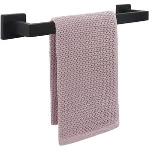 NearMoon Towel Bar, Bath Accessories Premium Thicken Stainless Steel Square Shower Towel Rack for Bathroom, Towel Holder Wall Mounted (1 Pack, Matte Black, 12 Inch)