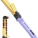 Rotating Curling Iron, ZAVAREA 1 1/4 Inch Automatic Curling Iron Self Curling Wand with Extra Long Barrel for Medium and Long Hair, Dual Voltage Auto Rotating Hair Curler for Curls and Waves (Purple)