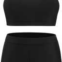 NIeyook Women Plus Size 3 Piece Tankini Swimsuits Athletic Bathing Suits with Boy Shorts Tank Top with Sports Bra (Black, 28Plus)