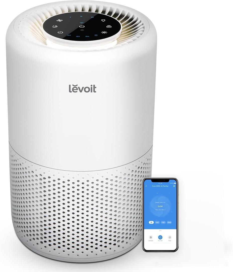 LEVOIT Air Purifier for Home Bedroom Dorm Room, Smart & Voice Control, AHAM VERIFIDE, 3-in-1 Filter With HEPA Sleep Mode, for Pollen, Pollutants, Smoke, Dander, Dust, Core 200S-P, White