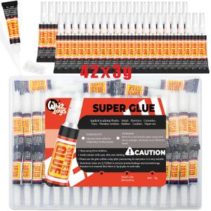 42X 3g Super Glue,Single-use,Clear,Strong Adhesive,Fast Drying Superglue,Cyanoacrylate(CA) Glue for Wood,Plastic,DIY Craft,Leather,Jewelry,Metal Etc
