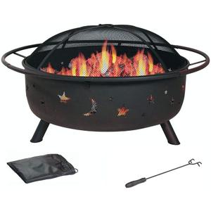 Cosmic 30 inch Wood-Burning Fire Pit for Outdoors with Moon and Stars