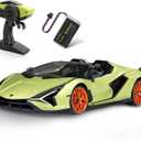 MIEBELY Lamborghini Remote Control Car, 1:12 Scale Lambo Rc Cars 7.4V 900mAh Officially Licensed 12Km/h Fast Toy Car with Led Light 2.4Ghz Model Car for Adults Boys Girls Birthday Ideas Gift - Green