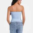 Tube Tops for Women Twist Knot Summer Going Out Crop Tops Backless Strapless Bandeau Tops Y2K Basic (Blue, S)