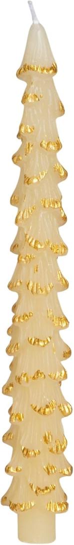 Creative Co-Op Golden-Tipped Elegance Tree Shaped Taper Candles, Eggnog Color, Set of 2 (10")