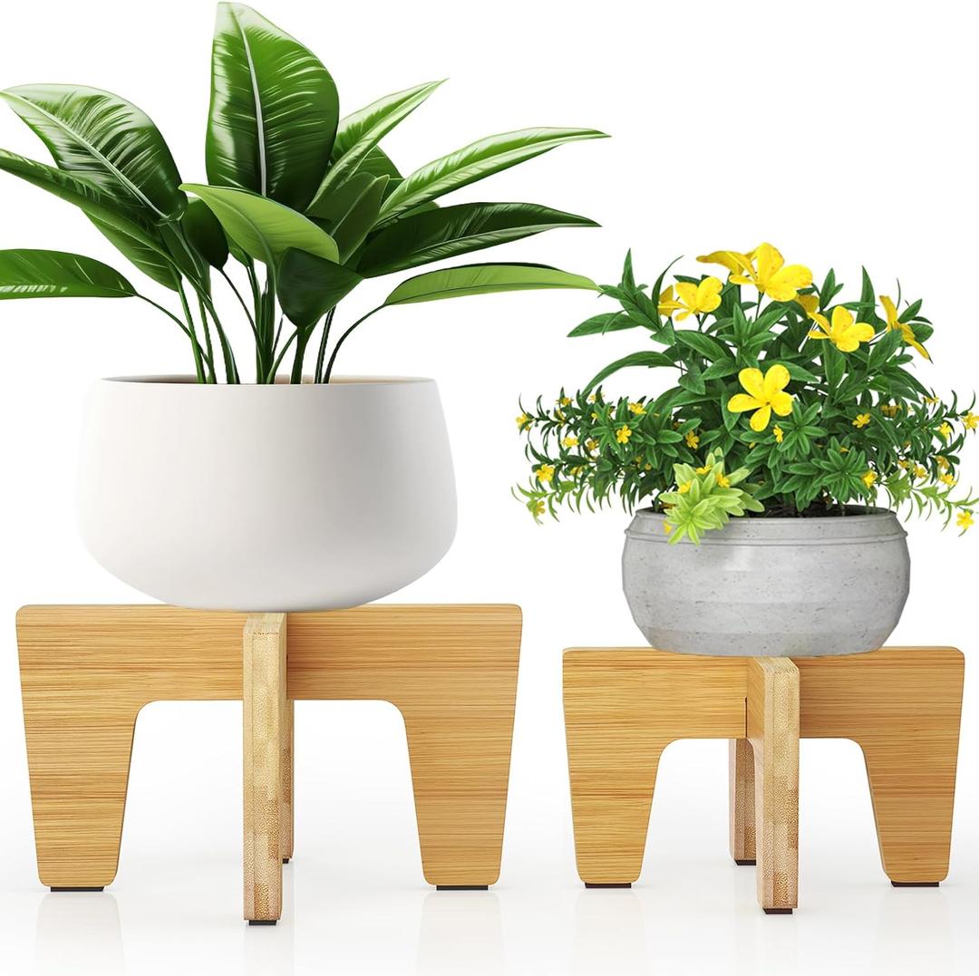 Plant Stand Indoor Outdoor, Plant Holder Sturdy Single Flower Pot Stand Planter Stand Stool Display Decorative for Desktop Counter Room (Natural 2 Pack)