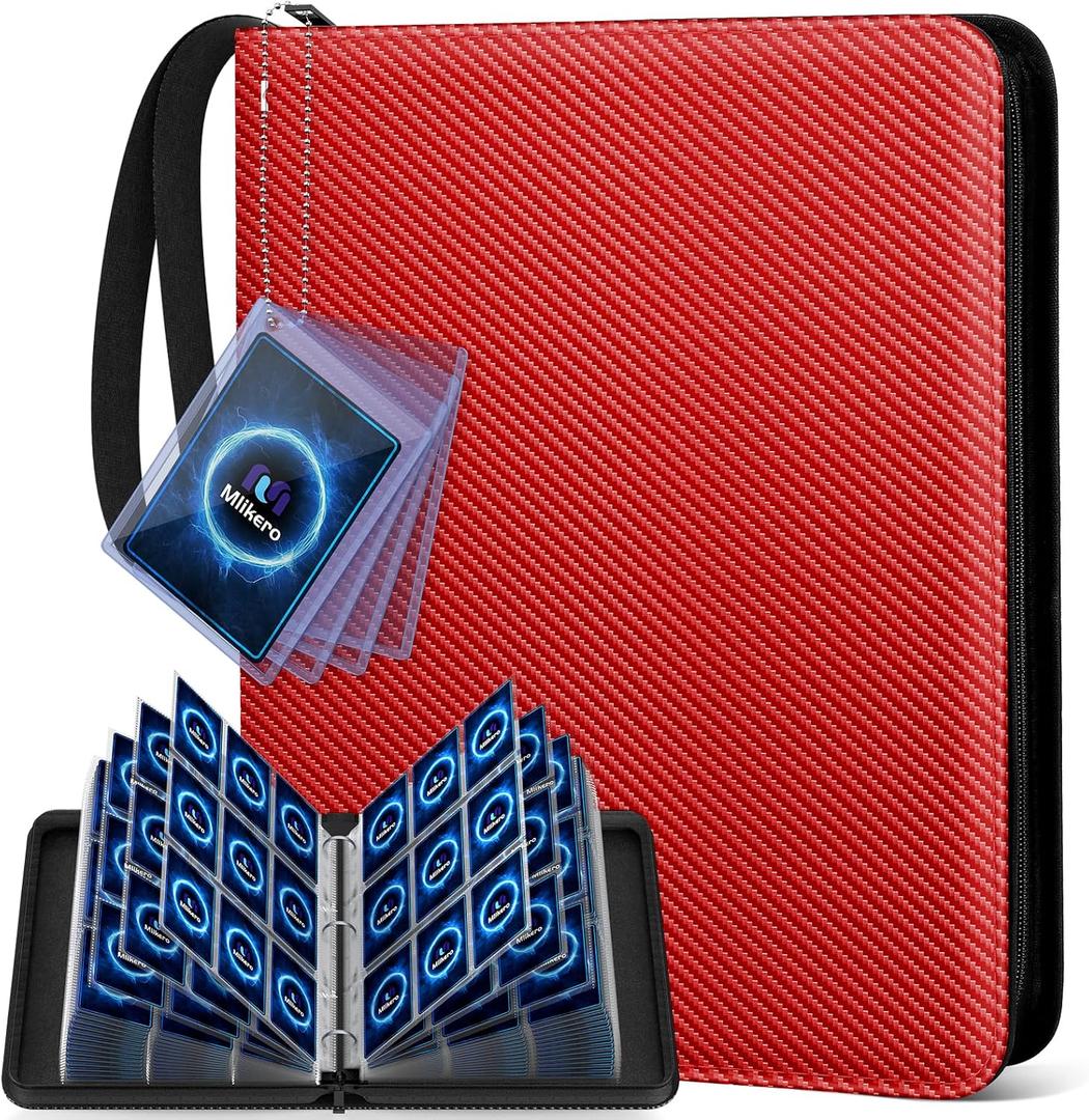Mlikero Trading Card Binder, 9 Pocket Card Binder with Card Display Design, 720 Double Sided Pocket Collection Card Albums Fit for MTG, TCG, and Sports Cards(Red)
