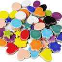 500g/1.1lb Random Color Irregular Ceramics Mosaic Tiles, DIY Making Creative Ceramic Mosaic Tiles for DIY Craft Plates Flowerpots Vases Cups Mosaic Making Supplies (Flowers+Round+Heart+Pentagram+Oval)