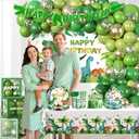 268Pcs Dinosaur Birthday Party Decorations Serve 25, Dinosaur Birthday Decorations Include Balloon Garland Arch, Plates, Tablecloth, Cake Topper, Backdrop, for Dinosaur Themed Birthday