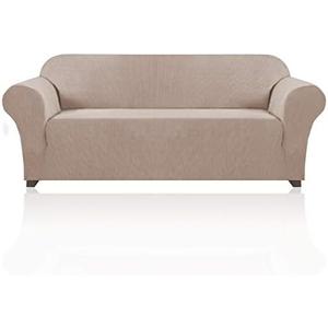 PrinceDeco Stretch Sofa Cover Couch Covers for 3 Cushion Couch Furniture Protector Sofa Covers with Non Slip Elastic Bottom Pet Friendly Articles, Sofa(72 to 92 in), Sand