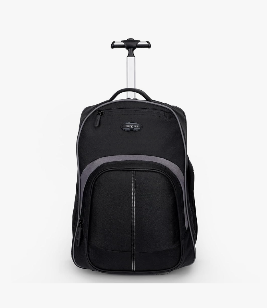 Targus 16 Inch Compact Rolling Backpack, Black - Wheeled Travel Bag with Removable Protective Laptop Sleeve, Fits Laptops Up to 16” and MacBook Pros up to 17” (TSB750US)
