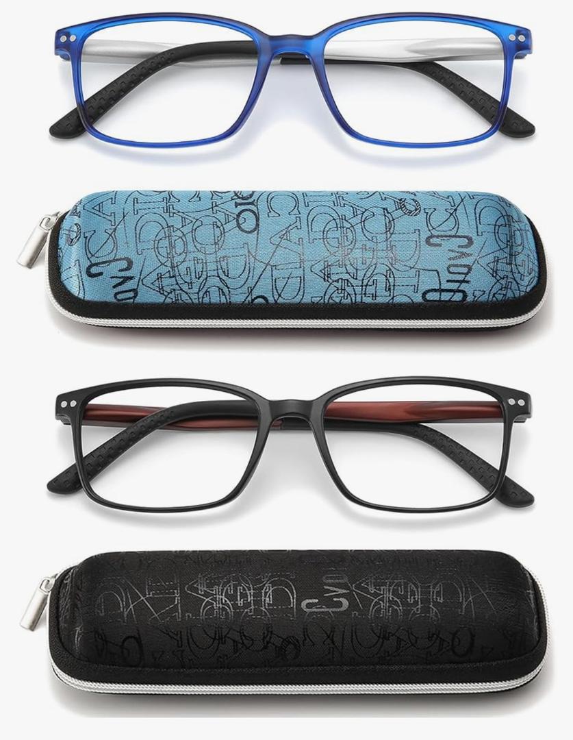 RaoOG Reading Glasses for Men with Spring hinges, Professional Computer Readers with Blue Light Protection and Case