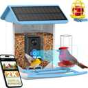Bird Feeder with Camera No Subscription-Free AI Forever for 1,1000+ Birds Identification, 2K HD & 5MP Night Vision, Record Video Live View, 64GB Card, App Alerts, Gifts for Bird Lovers (Sky Blue)