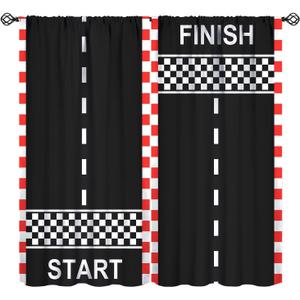 YCness Kids Boys Race Car Blackout Curtains Extreme Sports Car Raing Theme Art Printed Window Drapes for Kids Bedroom Living Room Nursery Decor Fabric 2 Panel 84x84 Inch 80% Shading Rate (42"W x 84"L (Pack of 2), Race Car-1)