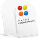 Shimeyao 2 Pcs Magnetic Bulletin Board for Tabletops with 8 Magnets Memo Display Easel Stand for Home Office School Kitchen Table Supplies (White, 10 x 7 Inch, Arched)