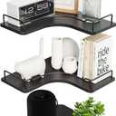 L-Shaped Corner Floating Shelves Set of 3,Rustic Wood Wall Mounted Storage Shelves,Display Shelf for Bathroom, Kitchen,Bedroom, Living Room, Office (Black)