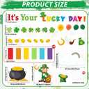 St. Patrick's Day Bulletin Board Decorations 3D Irish Door Decorations 3D Rainbow Lucky Shamrock Clover Paper Cutouts with Rainbow Papers for Green Irish March Holiday Classroom Home Door Wall Decor