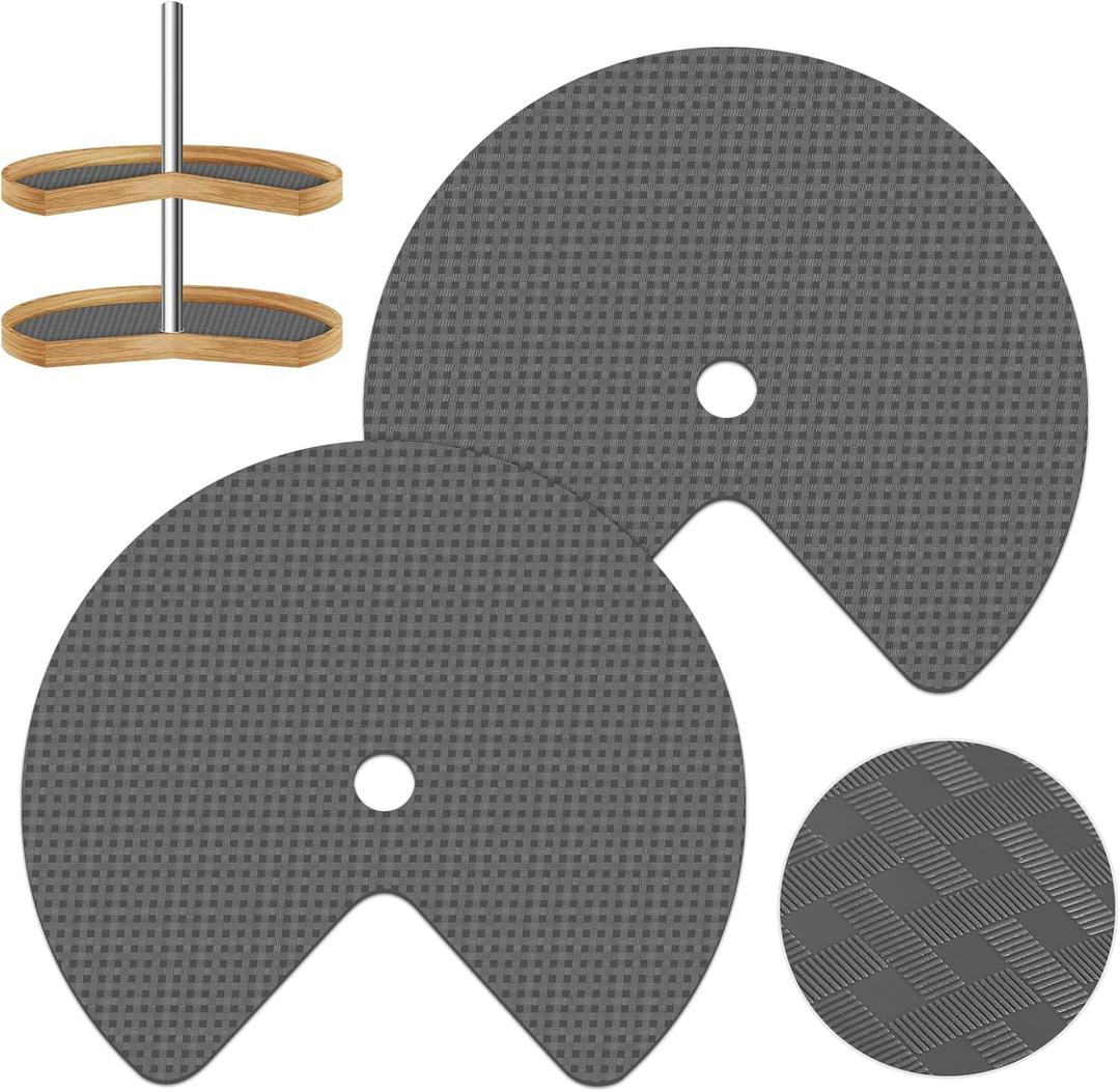 2 Pack 26In Lazy Susan Shelf Liner, Upgraded Composite Materials Circle Lazy Susan Liner for Kitchen Cabinets, Non Adhesive Liners Mats for Shelf Drawer Refrigerator Cupboard, Gray