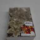 Alupssuc 24 PCS 3 Styles 6'' Poinsettia Christmas Flowers Artificial, Glitter Artificial Flower, Christmas Decorations for Xmas Tree Party Wreath Fireplace, New Year Ornaments, Light Gold