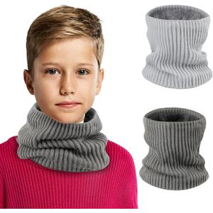 Kids Neck Warmer Winter Neck Gaiters,Fleece Balaclava Cold Weather Windproof Face Mask for Boys Girls (Darkgrey+grey)