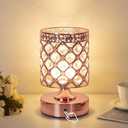 TOBUSA Crystal Cordless Table Lamp Rechargeable, Portable 6000mAh Battery Operated Lamp with 3 Color Temps & Stepless Dimming, Bedside Touch Small Desk Lamp, Rose Gold LED Night Light for Bedroom Bar