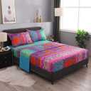 Pangzi Bohemian Retro Bedding Sheet Set,Boho -1 Fitted Sheet, 2 Pillow Cases - 4 Piece Twin