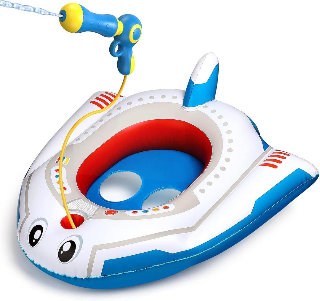 HopeRock Pool Floats Toys for Kids with Water Gun - Inflatable Ride-on Pool Toys for Kids Ages 3-8, Toddler Pool Float, Summer Outdoor Water Pool Games Toys for Boys and Girls