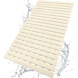BEMISO Shower Mat Non Slip Bathtub Mat with Suction Cups and Drain Holes 27.5 x15.7 Inch Bath Mat for Tub & Shower.Easy Dry,Easy to Cut,Eco-Friendly (Beige)