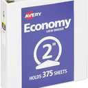 2 PCS Avery Economy View 3 Ring Binder, 2" Round Rings, 375-Sheet Capacity, 2.8 Inch Wide Spine, Great for Home, School Supplies, Office, or Organization Needs, 1 White Binder (05731)