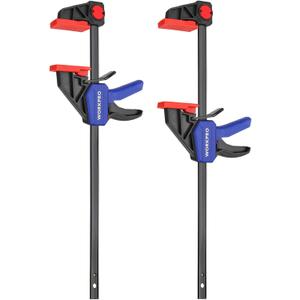 WORKPRO 12" Clamps for Woodworking 2-Pack, Quick-Release Wood Clamps/Spreader Light Duty, One Hand F Clamps 150 LBS Load Limit, Ideal for Woodworking and DIY Projects