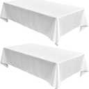 Fitable Faux Linen White Tablecloths 60 x 84 Inch - 2 Pack Textured Table Clothes for Rectangle Tables, Wrinkle-Proof Faux Burlap Table Covers for Dining, Farmhouse, Outdoor Picnic, Camping