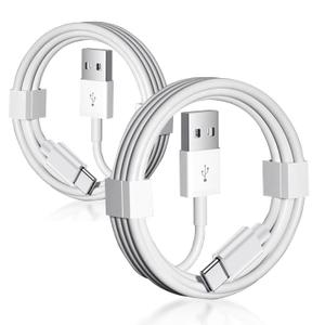 2 Pack 2ft Short Cord for iPhone 16e 17 Air 16 15 USB to USB C CarPlay Cable for iPhone 16 15 Pro Max 16 15 Plus, USB A to USB C Car Charger for iPhone 15, iPad Pro 12.9 inch, 4th, iPad Air 5th Mini 6
