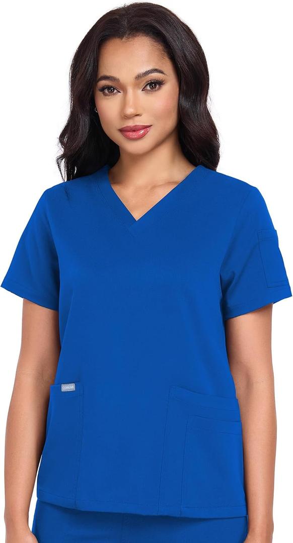 COMENII Scrubs for Women Classic Fit Scrub Tops Women with 4 Pocket, Back Princess Seams Womens Scrubs, L COMENII Scrubs for Women Classic Fit Scrub Tops Women with 4 Pocket, Back Princess Seams Womens Scrubs, L