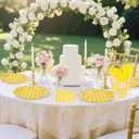175 Pcs Yellow Gingham Plates and Napkins Party Supplies-Yellow and White Scalloped Paper Plates Disposable Plaid Cocktail Napkin Checkered Dinner Party Set for Wedding Baby ShowerServe 25 Guest