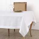 Solino Home White Linen Tablecloth 60 x 120 Inch - 100% Pure Linen Table Cloth for Rectangle Tables - Fete, Machine Washable Tablecloth for 4th of July, Father's Day, Summer