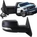 Right Passenger Side Mirror Compatible With 2019-2026 Ram 1500 With Power Folding Power Glass Heated Turn Signal Puddle Light Matte Black Replace#68276500AH (8+2Pins)