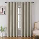 CUCRAF 100% Blackout Curtains 54 inches Length 2 Panels Set, Room Darkening Linen Textured Curtain Grommet for Bedroom Living Room, Light Blocking Thermal Insulated Drapes (52 x 54 Inch,Light Beige)