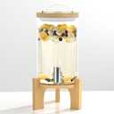 1 Gallon Glass Drink Dispenser For Parties, Beverage Dispenser With Bamboo Wood Stand And Stainless Steel Spigot, Countertop Water Dispenser, Lemonade Dispenser For Wedding, Picnic (1PACK)