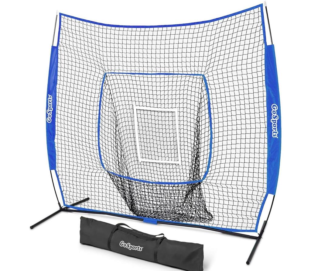 GoSports 7 x 7 ft Baseball & Softball Nets,  Batting & Pitching Net with Strike Zone (Royal)
