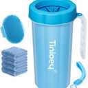 Paw Cleaner with Handle for Large Dogs and Pets | Foot Washer to Clean Muddy Dog Paws (Large with Handle, Blue)