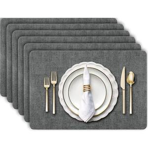 Aofmee Faux Leather Placemats Set of 4 - Waterproof - Wipeable - Washable - Heat Resistant - Anti Slip Stain Resistant Kitchen Dining Table Place Mats, Suitable for Indoor & Outdoor Use, Easy to Clean