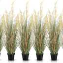 Jexine 6 Pcs Tall Artificial Grass Plant 4 ft Potted Artificial Greenery Floor Plants Faux Pampas Grass Tall in Pot for Housewarming Gift House Garden Bathroom Lobby Outdoor Decoration