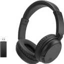Wireless Bluetooth TV Headphones, HiFi Stereo Bluetooth Headphones Over Ear, Soft Earmuffs Lightweight Wireless Headsets with Deep DASS for TV, PC, Cellphone (Black)