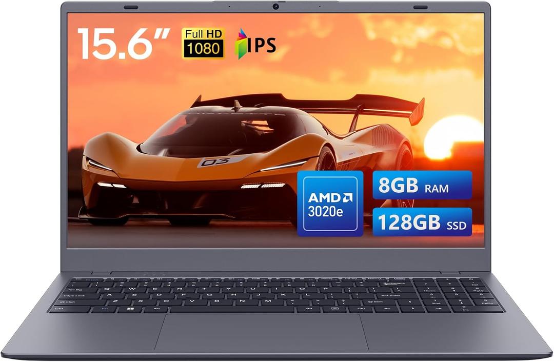 Laptop Computer, AMD Athlon 3020E Processor Up to 2.6GHz, 8GB DDR4 RAM 128GB SSD, 15.6" FHD IPS Display, Perfect for Online Courses, Working from Home, and Watching Video, Gray