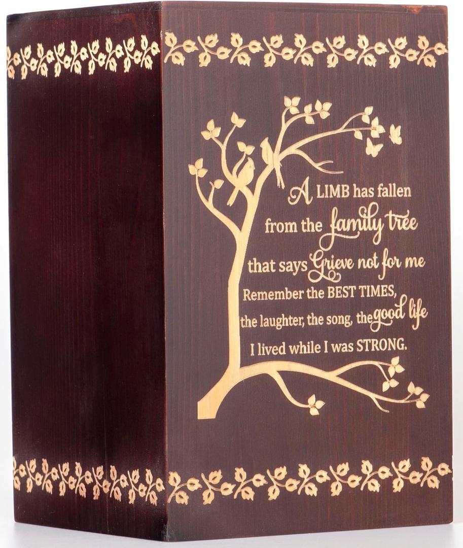 Cremation Urns for Human Ashes Adult Male Female Large Decorative Urn Wooden Urns Box Memorial Funeral Burial Urns for Human Ashes (H-Urns Birds)