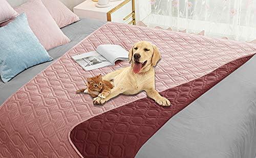 Ameritex Waterproof Dog Bed Cover Pet Blanket for Furniture Bed Couch Sofa Reversible (52x82 Inch (Pack of 1), Pink+burgundy)